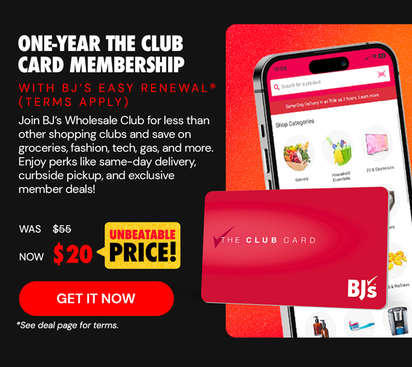 One-Year The Club Card Membership with BJ’s Easy Renewal® (Terms Apply)