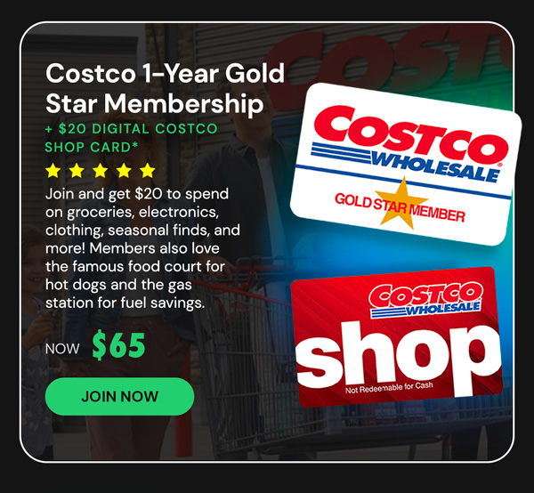 Costco 1-Year Gold Star Membership + $20 Digital Costco Shop Card