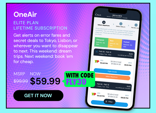 OneAir Elite Plan: Lifetime Subscription (Save Big on Flights, Hotels & More)