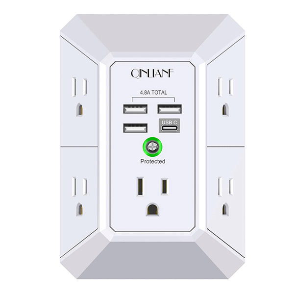 5 Outlets, 4 USB Ports Wall Charger