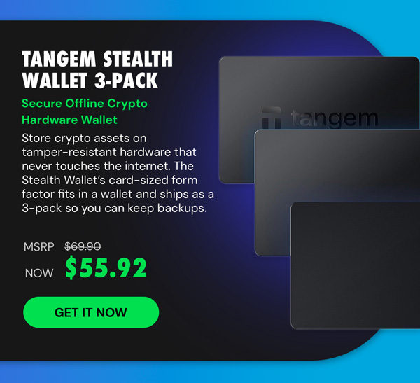 TANGEM Stealth Wallet 3-Pack Secure Offline Crypto Hardware Wallet