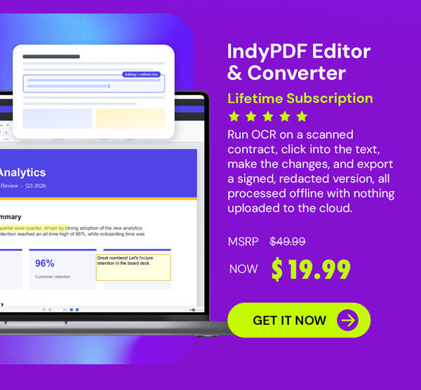 IndyPDF Editor & Converter: Lifetime Subscription