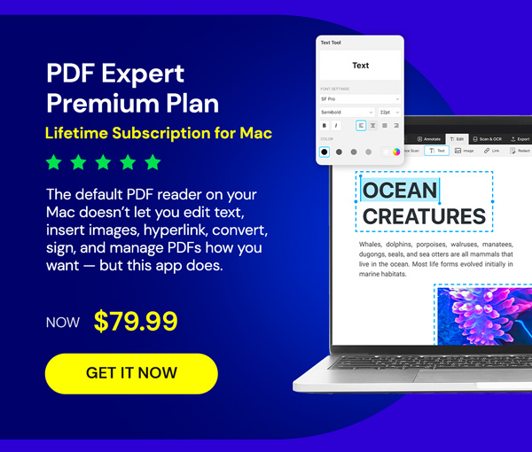 PDF Expert Premium Plan: Lifetime Subscription (Mac)