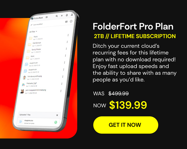 FolderFort 2TB Storage Pro Plan: Lifetime Subscription