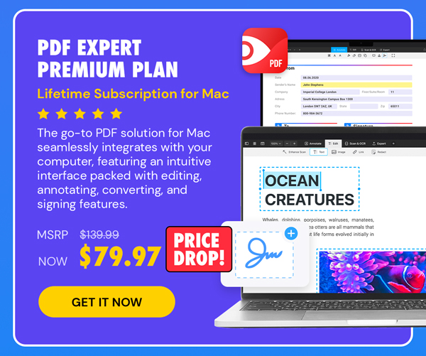 PDF Expert Premium Plan: Lifetime Subscription (Mac)