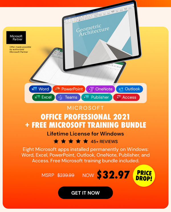 Microsoft Office Pro 2021 for Windows: Lifetime License + A FREE Microsoft Training Bundle (RISE)