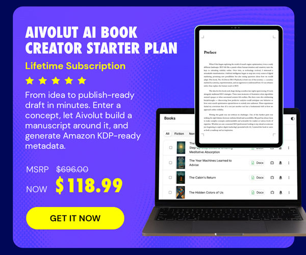 Aivolut AI Book Creator Starter Plan: Lifetime Subscription
