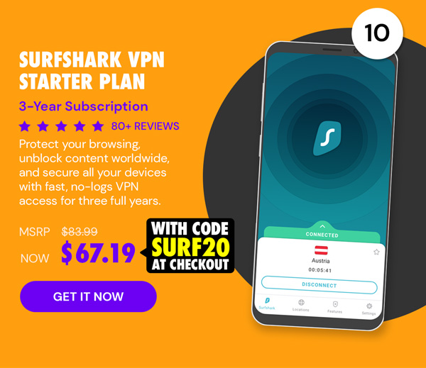 Surfshark VPN Starter Plan: 3-Yr Subscription