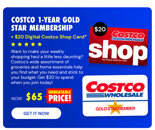 Costco 1-Year Gold Star Membership + $20 Digital Costco Shop Card