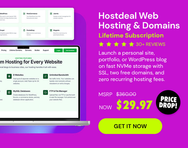 Hostdeal Web Hosting & Domains Lifetime Subscriptions