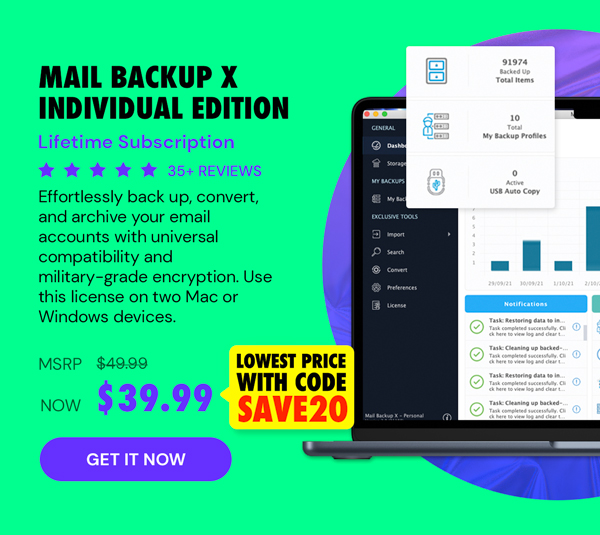 Mail Backup X Individual Edition: Lifetime Subscription
