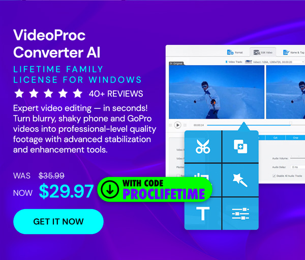 VideoProc Converter AI: Lifetime Family License (For Windows)