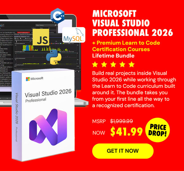 Microsoft Visual Studio Professional 2026 + The Premium Learn to Code Certification Bundle