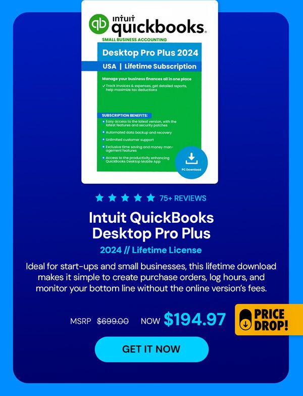 Intuit QuickBooks Desktop Pro Plus 2024 (1 User): Lifetime License