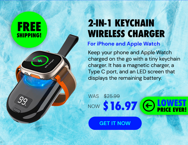 2-in-1 Keychain Wireless Charger for iPhone and Apple Watch - Black
