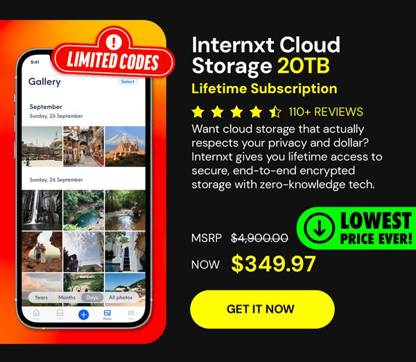 Internxt Cloud Storage Lifetime Subscription (20TB)