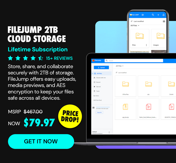 FileJump 2TB Cloud Storage: Lifetime Subscription