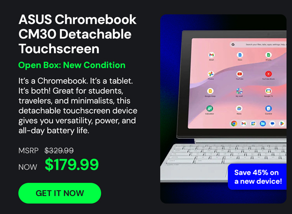 ASUS Chromebook CM30 Detachable Touchscreen 8GB RAM 128GB eMMC (Open Box)