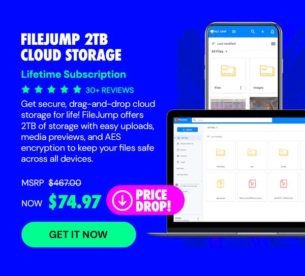 FileJump 2TB Cloud Storage: Lifetime Subscription