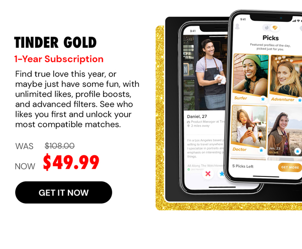 Tinder Gold: 1-Year Subscription