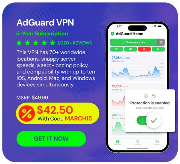 AdGuard VPN: 5-Yr Subscription