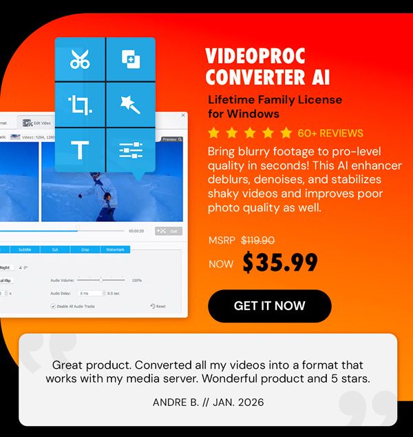 VideoProc Converter AI: Lifetime Family License (For Windows)