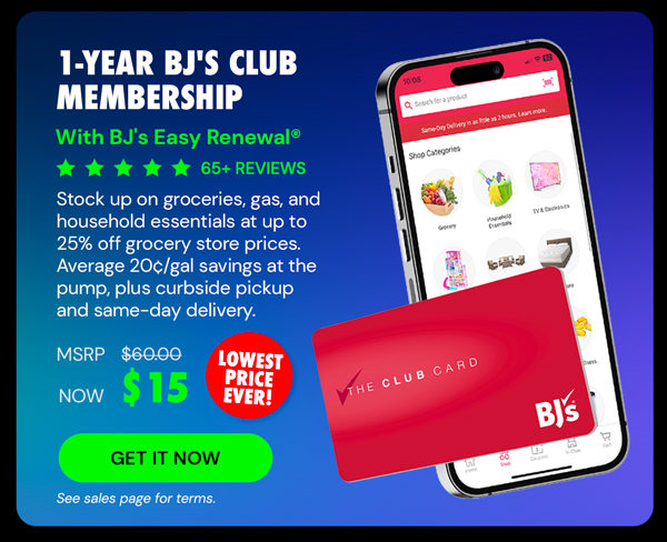 1-Year The Club Card Membership with BJ’s Easy Renewal® (Terms Apply)