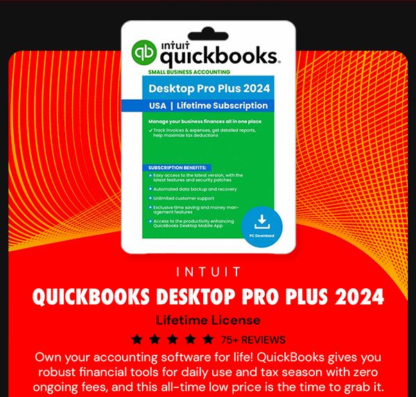Intuit QuickBooks Desktop Pro Plus 2024 (1 User): Lifetime License