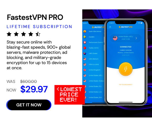 FastestVPN PRO: Lifetime Subscription (15 Devices)