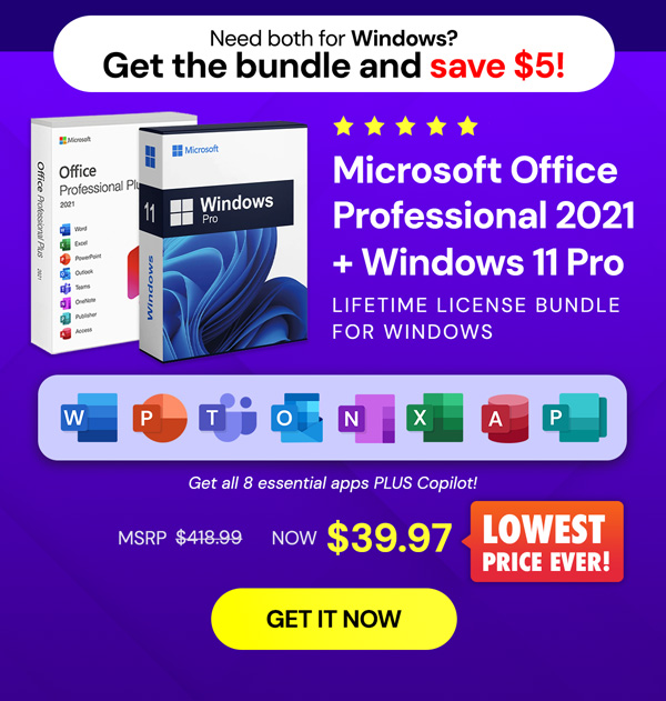 The Ultimate Microsoft Office Professional 2021 for Windows: Lifetime License + Windows 11 Pro Bundle