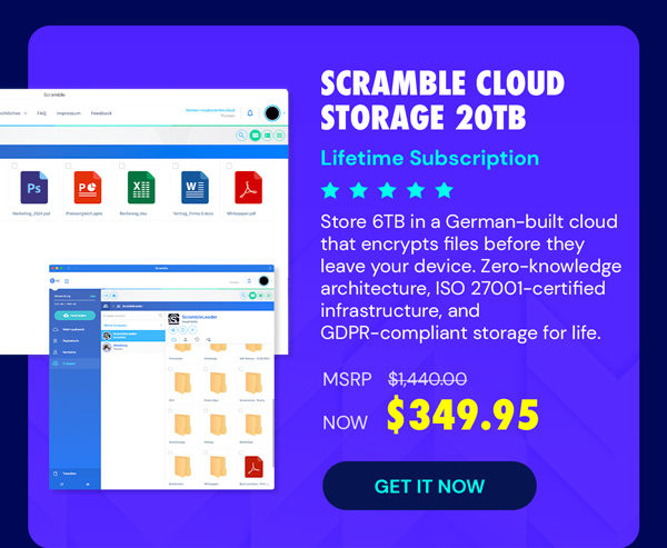 Scramble Cloud Storage Lifetime Subscription (20TB)