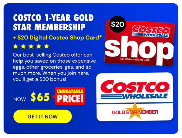 Costco 1-Year Gold Star Membership + $20 Digital Costco Shop Card