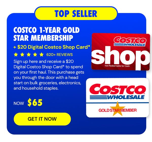 Costco 1-Year Gold Star Membership + $20 Digital Costco Shop Card