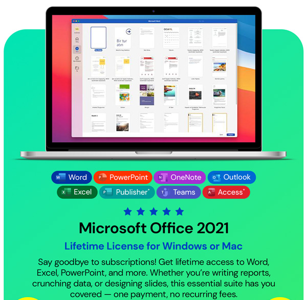 Microsoft Office 2021 for Windows or Mac: Lifetime License