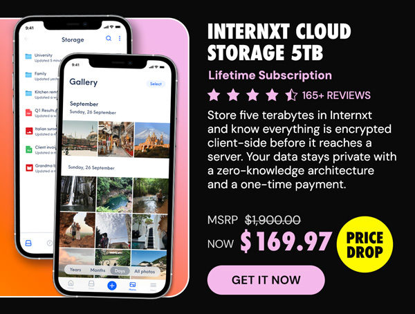Internxt Cloud Storage: Lifetime Subscription (5TB Plan)