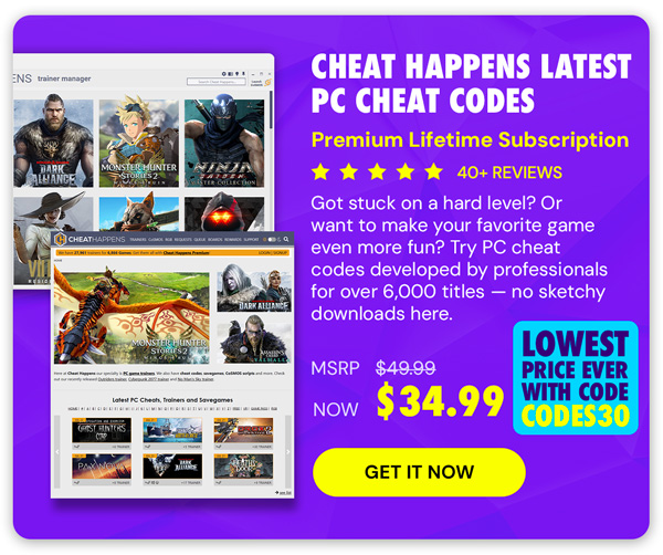 Cheat Happens Latest PC Cheat Codes: Premium Lifetime Subscription