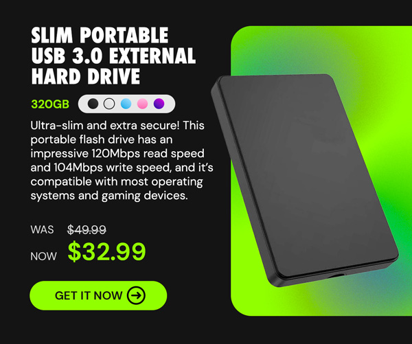 Slim Portable USB 3.0 External Hard Drive 320GB (White)
