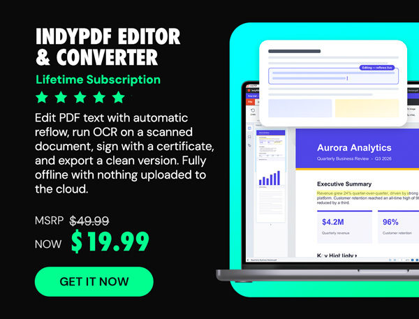 IndyPDF Editor & Converter: Lifetime Subscription