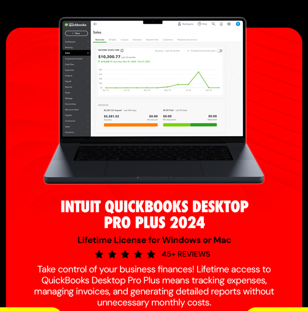 Intuit QuickBooks Desktop Pro Plus 2024 (1 User): Lifetime License