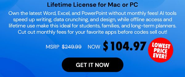 Microsoft Office 2024 Home & Business for Mac or PC Lifetime License