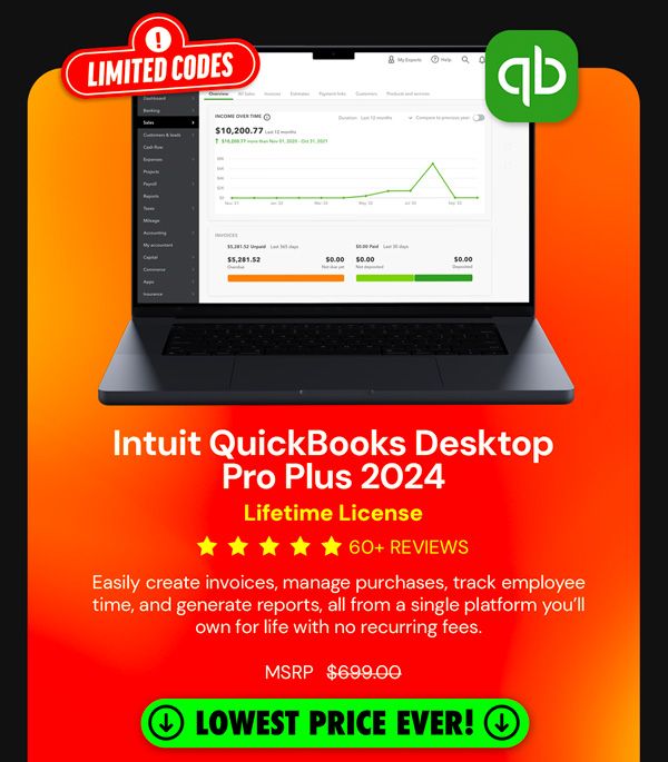 Intuit QuickBooks Desktop Pro Plus 2024 (1 User): Lifetime License