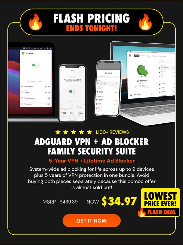 AdGuard VPN + Ad Blocker Family Security Suite