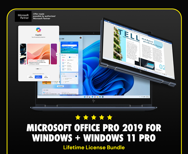 The All-in-One Microsoft Office Pro 2019 for Windows: Lifetime License + Windows 11 Pro Bundle