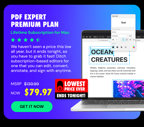 PDF Expert Premium Plan: Lifetime Subscription (Mac)