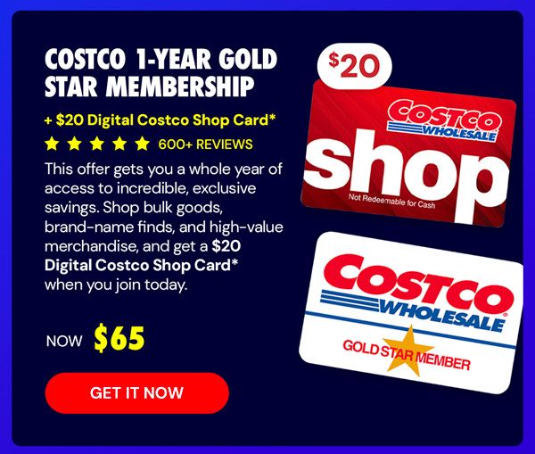 Costco 1-Year Gold Star Membership + $20 Digital Costco Shop Card