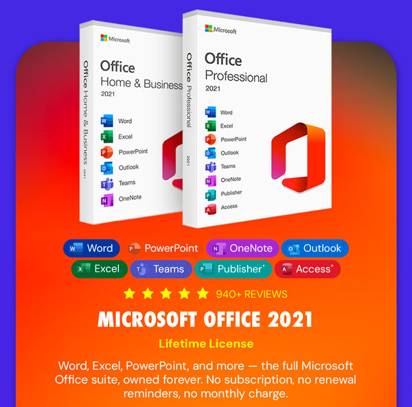 Microsoft Office Professional 2021 for Windows or Mac: Lifetime License
