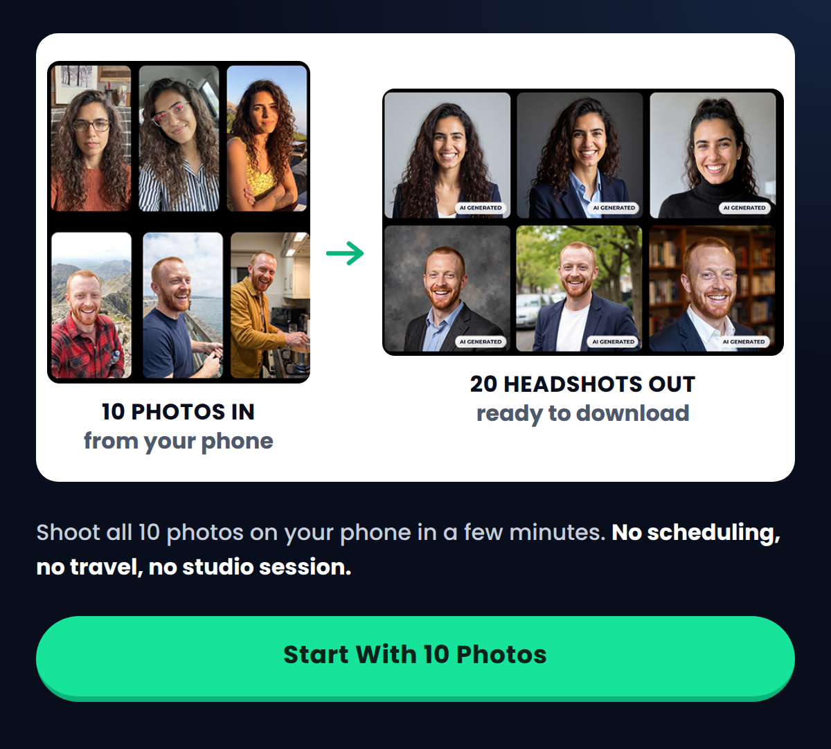 InstaHeadshots AI Headshot Generator Starter Plan: One-Time Purchase