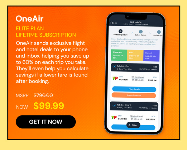 OneAir Elite Plan: Lifetime Subscription (Save Big on Flights, Hotels & More)