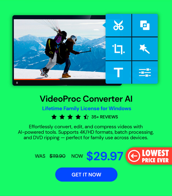VideoProc Converter AI: Lifetime Family License (For Windows)