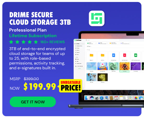 Drime Secure Cloud Storage: Lifetime Subscription (Professional Plan/3TB)